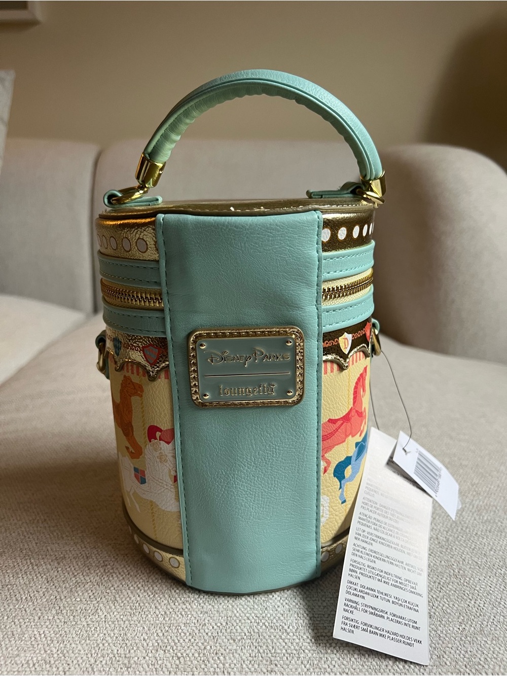 NWT Disney Loungefly Carousel-Print Mini Top-Handle/Cross body Bag - Picture 3 of 8